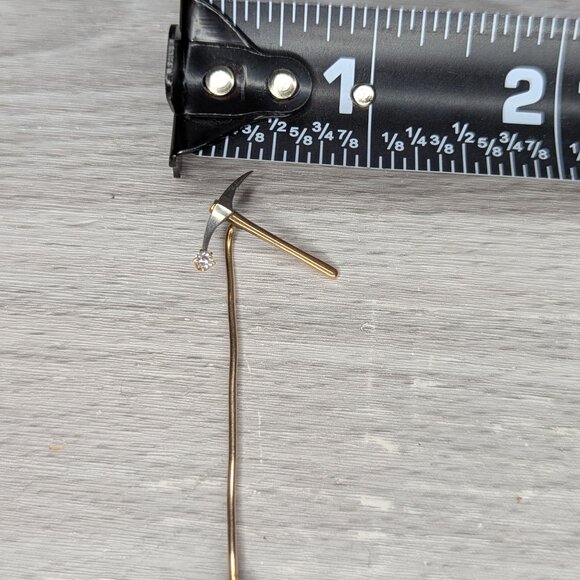 Vintage Gold and Silver Tone Faux Diamond Pickaxe Stick Pin - Picture 6 of 6